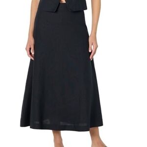 The Drop Black Linen Casual Side Zip Midi Timeless Skirt Size 2x NWT